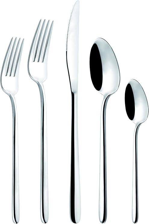 Broggi Stilletto 20 Piece Stainless Flatware Set, Service for 4, Includes Storage/Gift Box