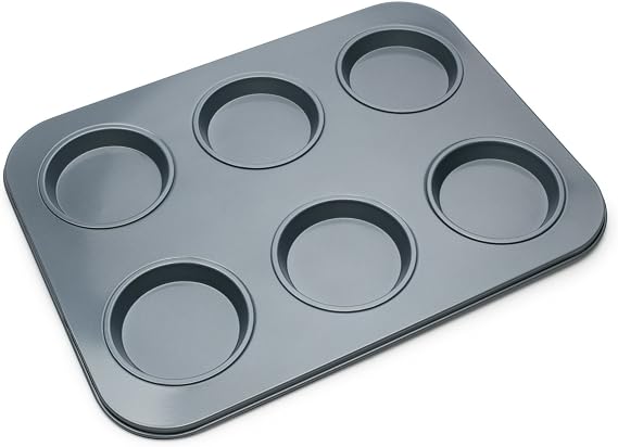 Fox Run Large Muffin Top Pan, 6 Cup Nonstick Muffin Top Baking Tin