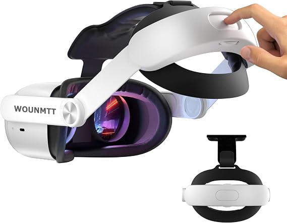 Head Strap for Oculus Meta Quest 2, Elite Adjustable Replacement Strap for Meta Quest Headset, with One-Click Fit, PU Cushion for Enhanced Comfort & Support, Quest 2 Accessories (no Battery)