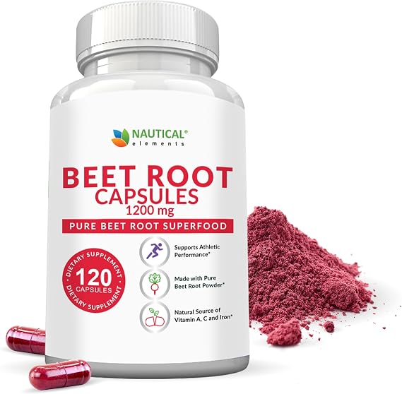 Beet Root Capsules - 1200mg Per Serving - 120 Beet Root Powder Capsules - Beetroot Powder Supports Blood Pressure, Athletic Performance, Digestive, Immune System (Pure, Non-GMO & Gluten Free