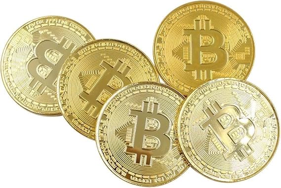 Bookwarm Set of 5 Bitcoin Gift Virtual Replica Virtual Currency Coin Goods Art Colec Plated Litecoin Commemorative Coin Collection Bitcoin Collectible Storage Bag Included Gold