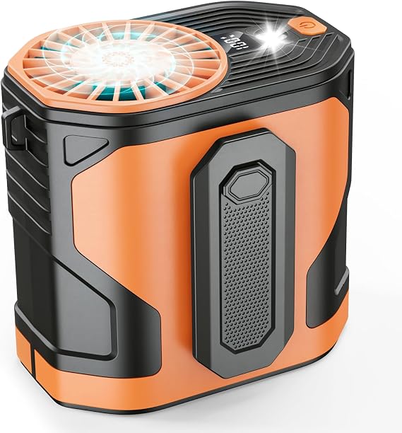 Dreamy Cubby Personal Waist Fan, 10 Speeds Powerful Airflow, Hands-FreeHanging Neck Fan, Portable Rechargeablewith up to 24H+ of Working Time, Wearable Belt Fan for Camping, Outdoor, Jobsite