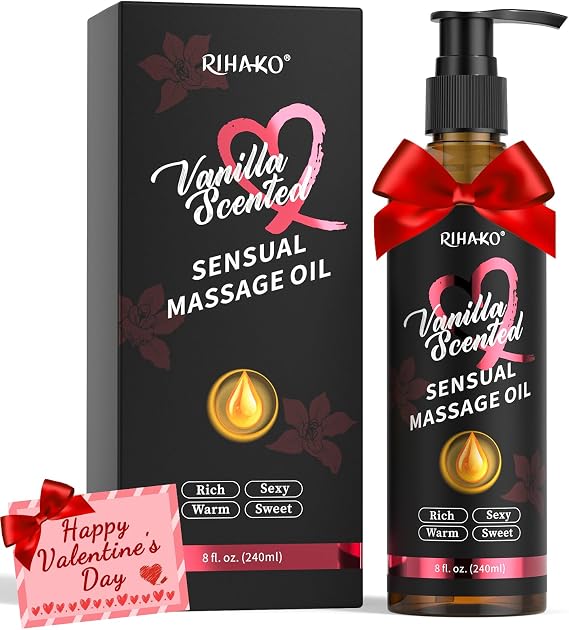 Valentines Day Date Night Sensual Body Massage Oil Vanilla Sensual Massage Oil for Couples - Couples Sweet and Sensual Massage Oils | Relaxing Massage Oil for Massage Therapy | Perfect Glide