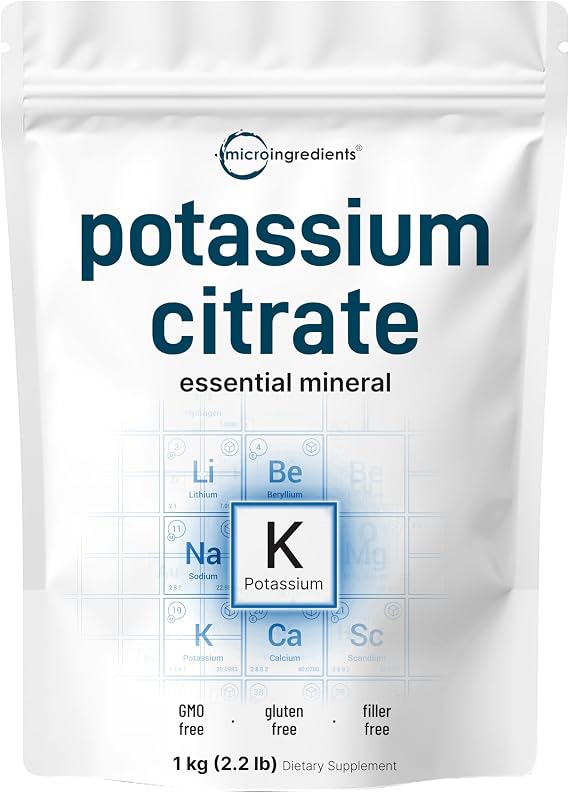 US Origin Potassium Citrate Powder, 1 KG (35 Ounce) | Essential Hydration Electrolyte Supplement | Vegan Friendly