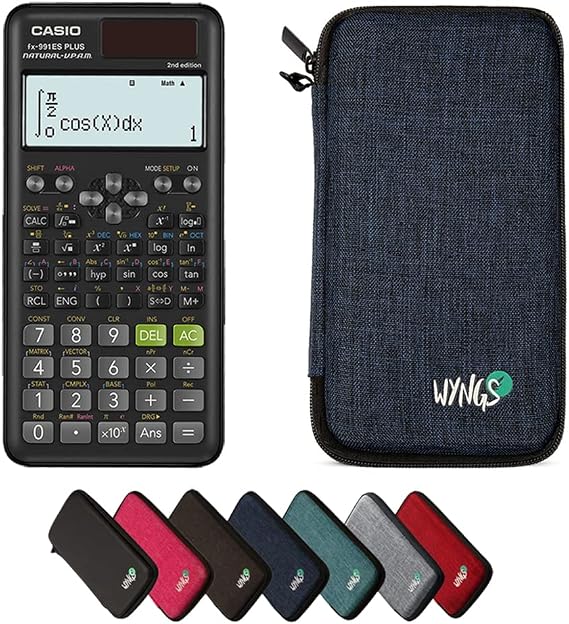 CALCUSO Economy Pack: Casio FX-991ES Plus 2nd Edition Technical Scientific Calculator and WYNGS Protective Case Blue