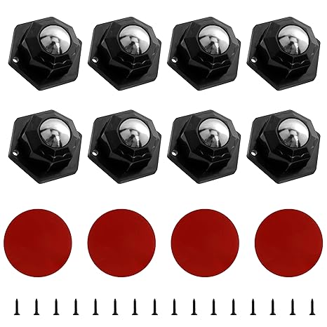 YSDMY 8 Pcs Black Small Castors - 20mm Ball Castors with Mounting Holes, 360 Degree Rotation, for Small Furniture & Trash
