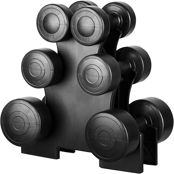 Straame Dumbbell Set with carry Rack - Hand Weights for Men & Women - 1kg, 2kg, 3kg Tree Set for Home Workout, Strength Training & Fitness – Durable, Easy to Use