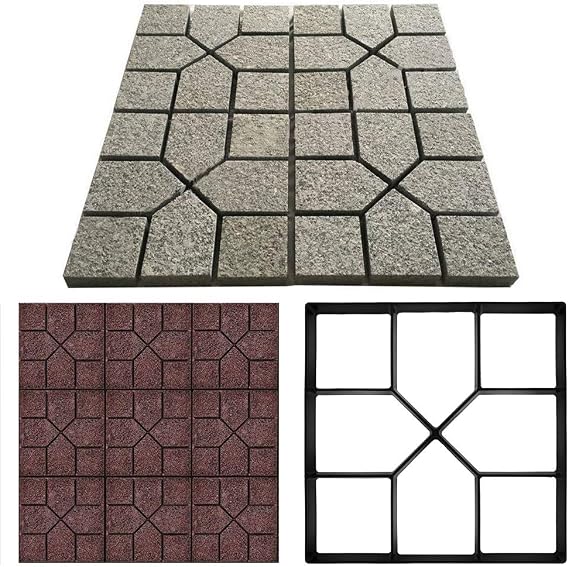 Garden Paving Concrete Moulds Garden Path Maker Mould Paver Reusable Plastic Walkway Paving Mould DIY Concrete Stepping Stone Paver Walkway Pavement Paving Moulds for Lawn Patio Yard Garden (40X40cm)