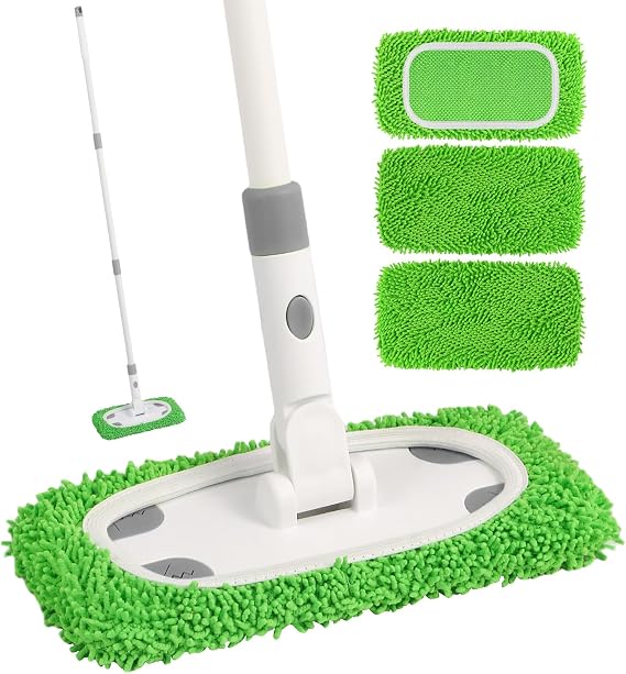 Sweeper Mop System with 3 Reusable Microfiber Mop Pads | Dry and Wet Multi Surface Floor Cleaner, Includes 1 Mop + 3 Washable Refills for Hardwood, Tile, and Laminate Floor Cleaning