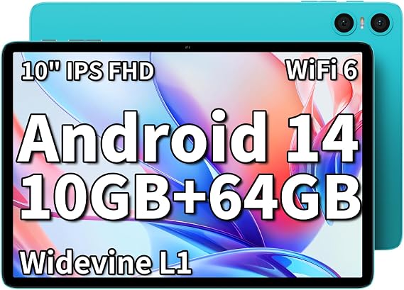 TECLAST P30 10 inch Tablet, 10GB RAM 64GB ROM | Android 14, 1TB Expand, Octa-Core Processor, 1280x800 IPS HD Touch Screen, WiFi 6, Dual Camera, BT5.4, 6000mAh