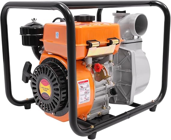 TFCFL Trash Pump 2 inch, 4-Stroke Water Pump, Water Transfer Pump, 196CC Diesel-powered Trash Water Transfer Pump, Portable High Pressure with 24.61ft Hose for Irrigation Pool