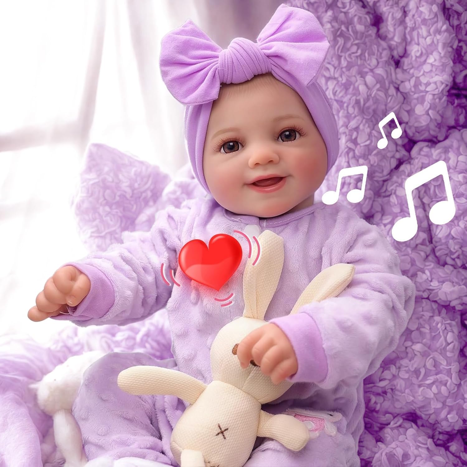 BABESIDE 3in1 Interactive Reborn Baby Dolls Sunny with Voice, Heartbeat and Breathing - 17 Inch Soft Body Realistic-Newborn Baby Doll Real Life Baby Dolls Girl with Gift Box for Kids Age 3