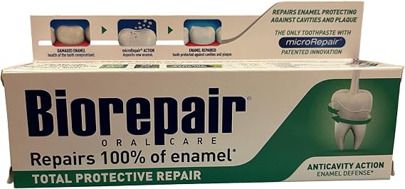 1pc non flouride biorepair total protection toothpaste 75ml repairs damaged tooth enamel and prevents plaque and tartar from forming - helping to prevent decay before it can start. by Biorepair