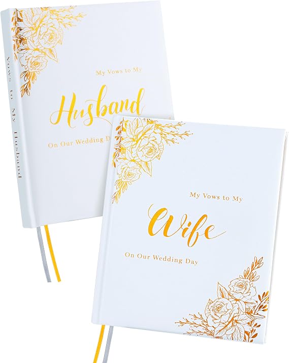 Wedding Vow Books His and Hers - 2 Pack Hardcover Wedding Registry Gifts Ideas for Bride and Groom Notebook for Ceremony Vows - His & Hers Vow Book for Wedding Renewal & Wedding Must Haves