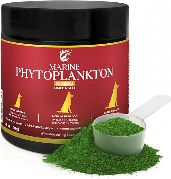 Marine Phytoplankton for Dogs Strength, Growth & Calm Energy Support Puppy Development, Muscle Recovery & Vitality for All Breeds Pure Microalgae Powder (3.5 oz / 100 g)