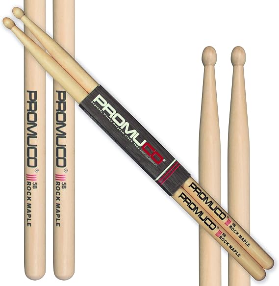 Rock Maple Drumsticks 5B - Lightweight Rock Sticks - Wood Tip - Since 1964