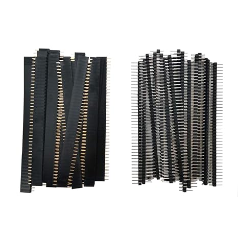 40PCS 2.54MM Male and Female Header Pin,40Pin Breakaway PCB Board Connector Single Row Pin Header Strip for Arduino Prototype Shield