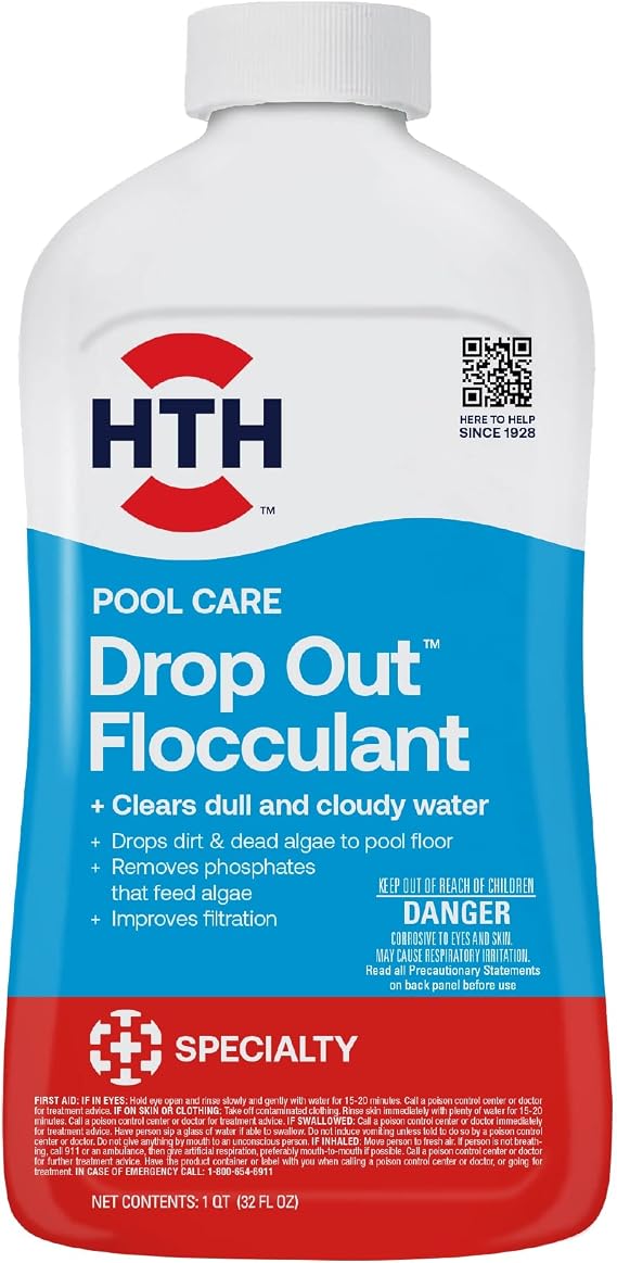 HTH 67080 Swimming Pool Care Drop Out Flocculant - Clears Cloudy Water Fast