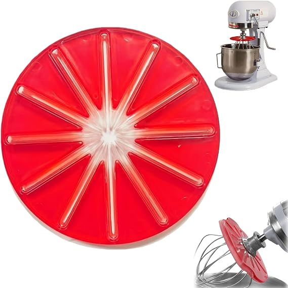 Round Stand Mixer Wiper - Anti-Splatter Baffle for 6-Wire Blender,Blender-Cream Scraper Accessory for 4.5qt 5qt Tilt-Head Mixers,Essential Gadget for Bakers,Mixer Accessories(Red)