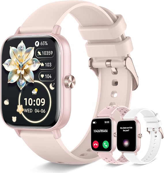 Smart Watch for Women Men (Answer/Make Call), Fitness Tracker, 1.83" HD Screen with 24-Hour Heart Rate/Sleep Monitor, IP68 Waterproof, 130+ Sports Modes, Smartwatch for Android iOS, 3 Watch Bands