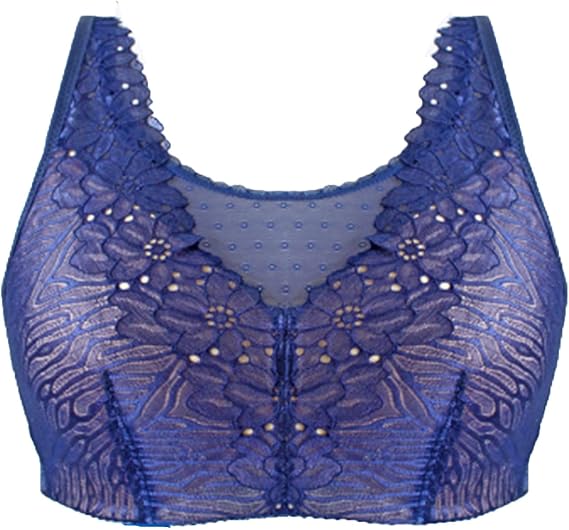 TOSOFT Women Post Operative Prosthetic Bras Full Cup Push Up Mastectomy Bralette For Breast Reconstruction Cancer Surgery (Color : Navy, Size : 80/36D)
