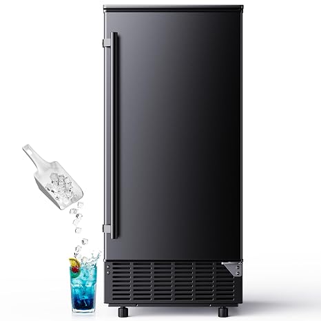 Commercial Ice Maker 82Lb/Day Under Counter with 2 Ice Baskets | Built-in/Freestanding, Auto-Cleaning & 24H Timer, Bar/Restaurant/Cafe, Stainless Steel, Large Capacity, Timer Setting