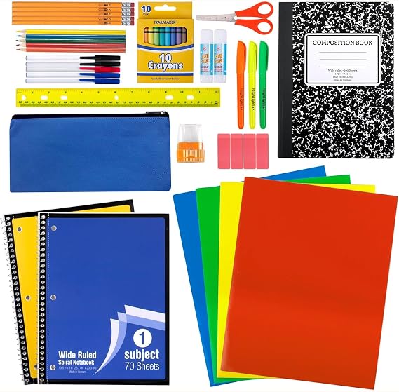Trail maker School Supplies Kit 45 Piece Grades K-12 | Back to School Essentials, Includes Folders Notebooks Pencils Pens and Much More