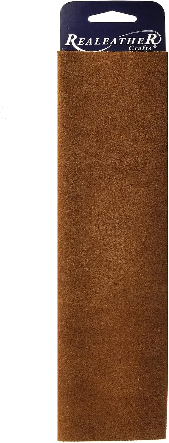 Realeather SS0811-2002 Suede Leather Sheet for Crafting, 3-4oz, Medium Brown, 1-Piece
