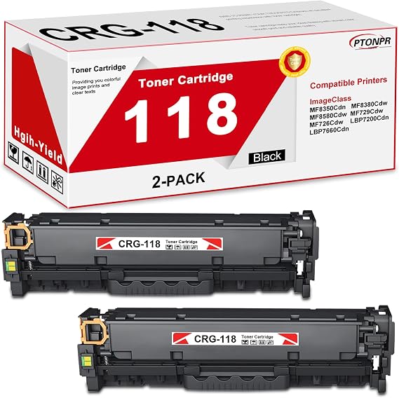 118 High-Yield Black Toner Cartridge 2-Pack Replacement for Canon 118 Toner Cartridge imageCLASS MF8380Cdw MF8350Cdn MF8580Cdw MF729Cdw MF726Cdw LBP7660Cdn LBP7200Cdn Laser Printer