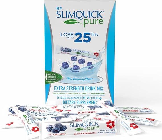 SlimQuick Pure 3X Extra Strength Drink Mix for Women, Achieve Weight Goals