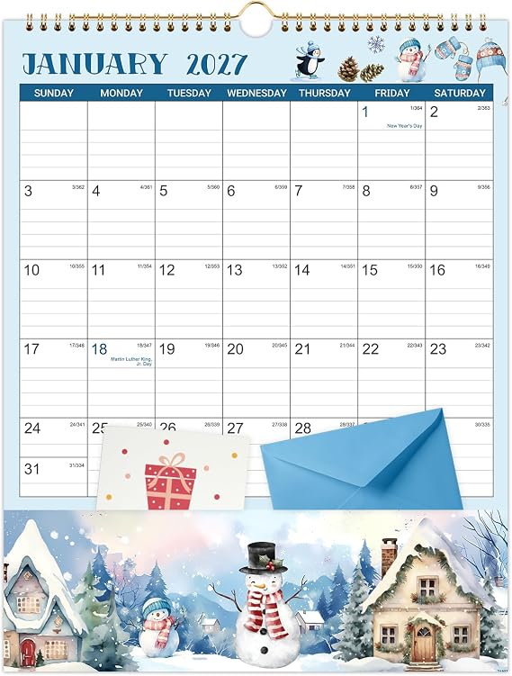 2027 Wall Calendar - 11.4" x 14.5", 12 Months from Jan. 2027 - Dec. 2027