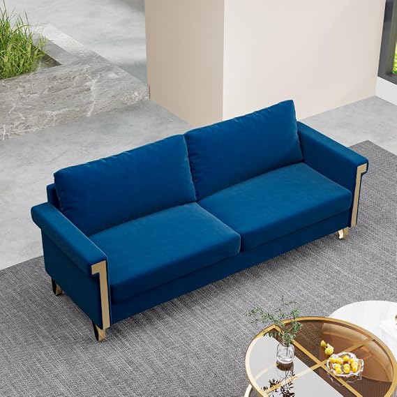 2.5 Seat Velvet Sofa Upholstery with Ideal Mid-Century Modern Living Room Furniture Cream White Couch