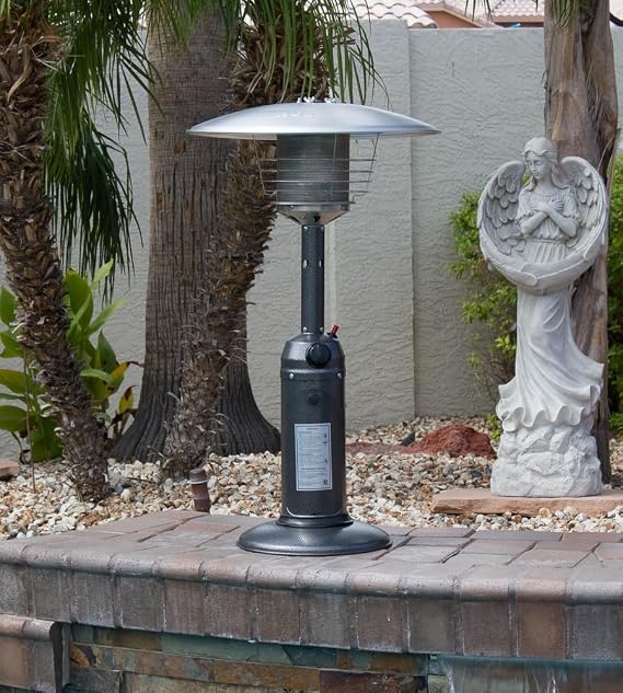 Portable Tabletop Patio Heater, 11000BTU, Propane Outdoor Heater, Variable Control, Anti-tilt Protection, Flameout Protection, Hammered Silver Finish