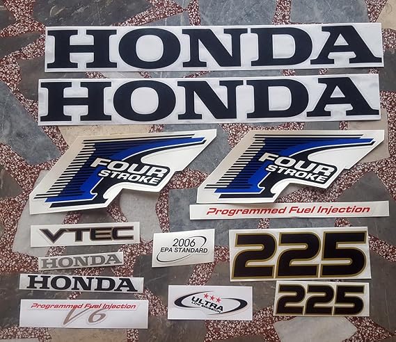 411 Decals Aftermarket Replacement for Honda 225 Four Stroke Blue Outboard Decal (Sticker) Set