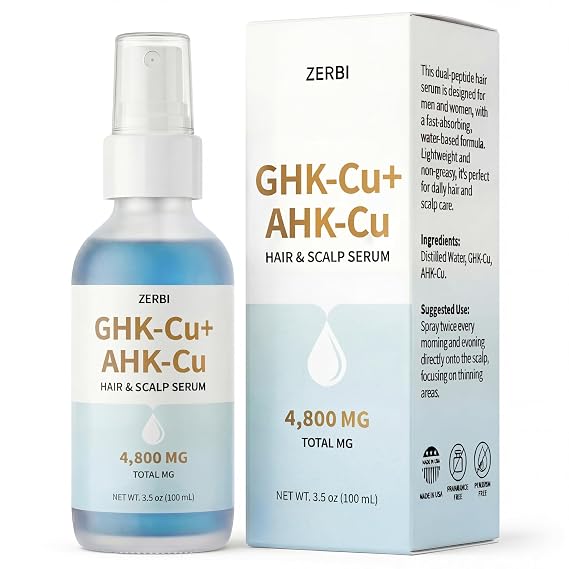 GHK-Cu + AHK-Cu Peptide Hair Serum, Dual Copper Peptides for Hair Growth, Daily Hair & Scalp Use, Non-Greasy, 1oz