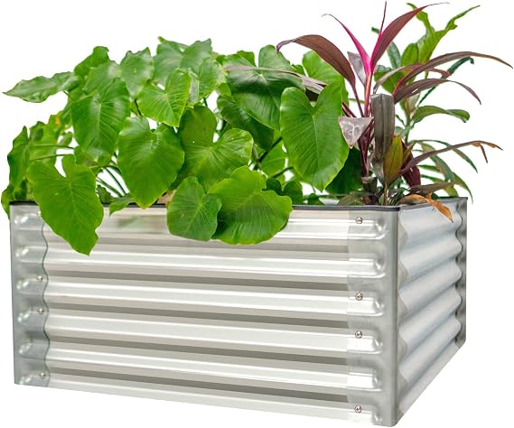 17 Tall Galvanized Raised Garden Bed, 3ftx3ft Metal Raised Garden Bed Kit Rectangular Raised Planter Garden Deep Root Box Planter for Vegetables, Flowers, Herbs, and Succulents