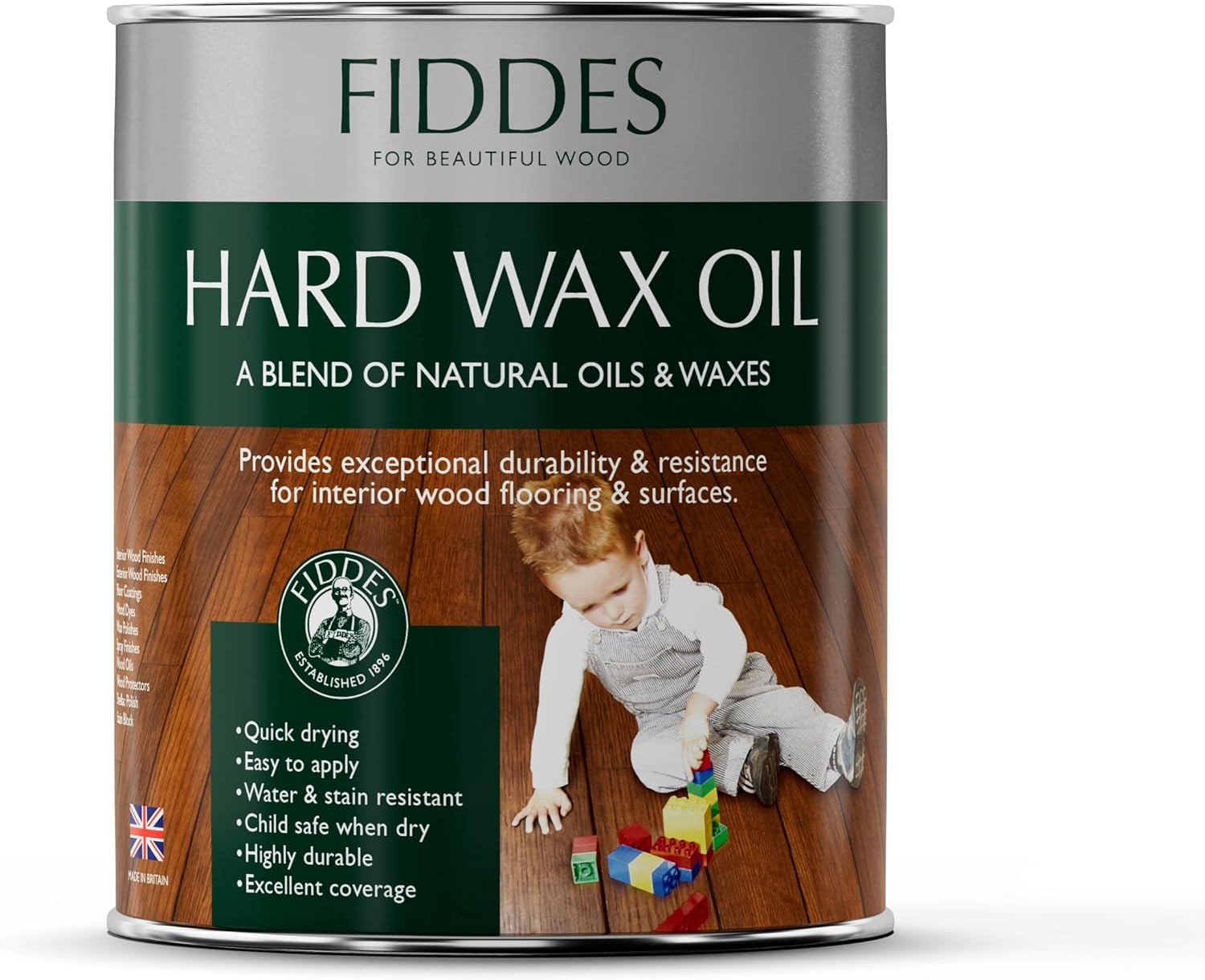 Fiddes Hard Wax Oil, A Blend of Natural Oils and Wax, Smoked Oak, 2.5 Liter