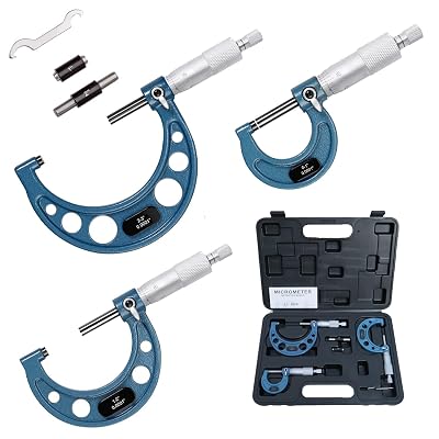 HDLNKAK Outside Micrometer Set, 0-3 Machinist Micrometer, 3 Pcs Machinist Tool Set, 0.0001 Graduation Micrometer Set, Alloy Precision Micrometer, Micrometer Standard Set with Case