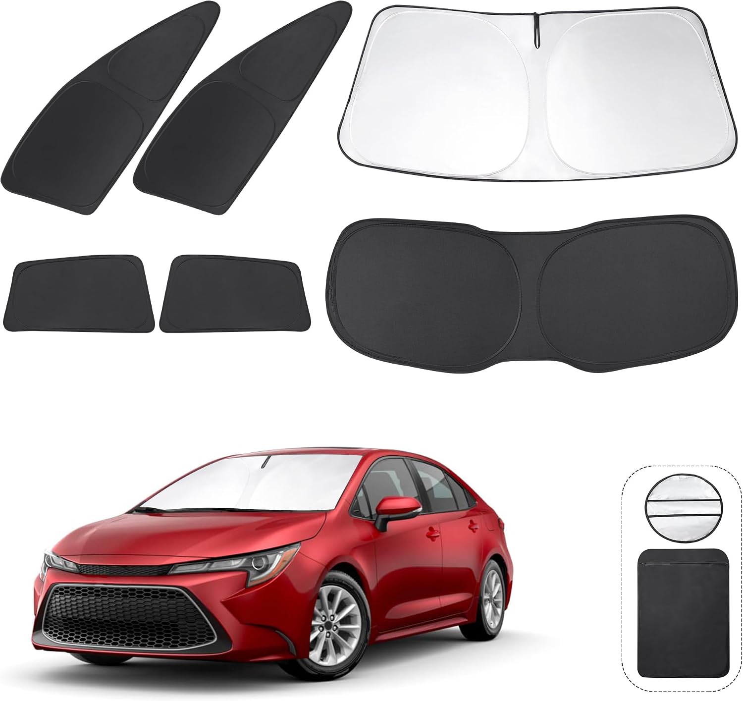 TINGLU Window Shades for Toyota Corolla 2020-2024 2025 Not for Corolla Cross Accessories Side Full Windows Cover Camping Rear Triangular Windshield Sun Shade Sun UV Rays Privacy Protection 6PCS