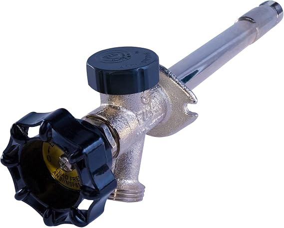 Midline Valve 6 Inch Frost-Free Anti-Siphon Sillcock 1/2" PEX Inlet x 3/4" Hose Bib Outlet, Chrome-Plated Brass Outdoor Faucet