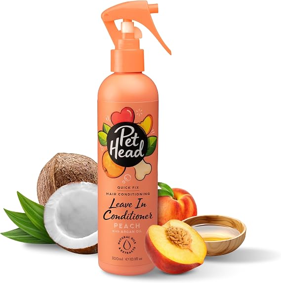 Pet Head Quick Fix Leave-In Conditioner Spray for Dogs | Peach Scent |300ml | Repairs, Detangles and Softens Fur | Detangling Spray | For Grooming Wet