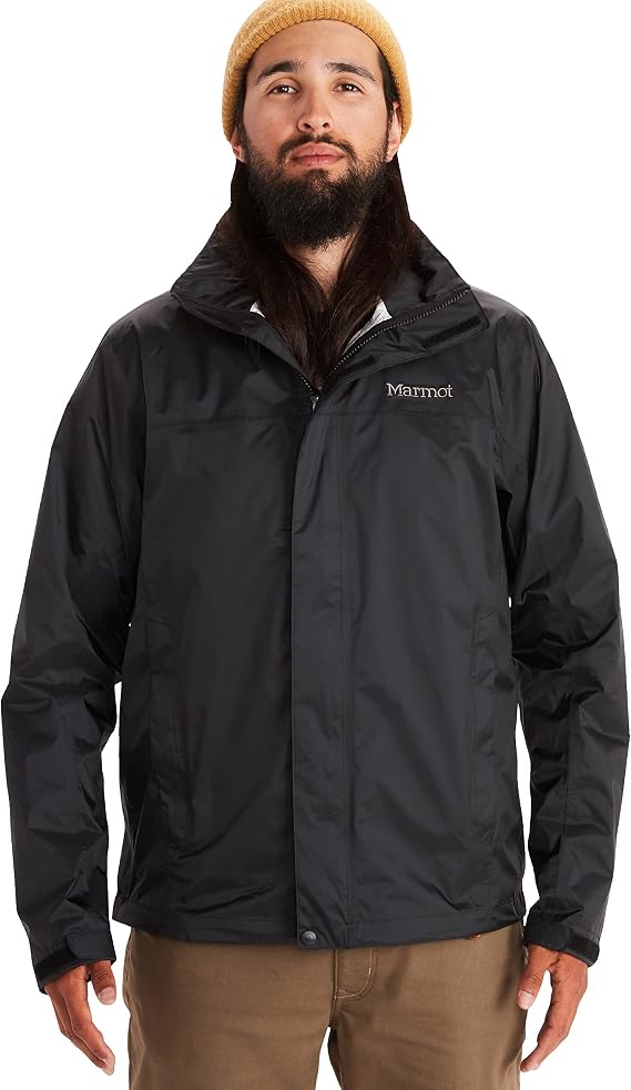 Marmot Men's Precip Lightweight Waterproof Rain Jacket, Black, Medium