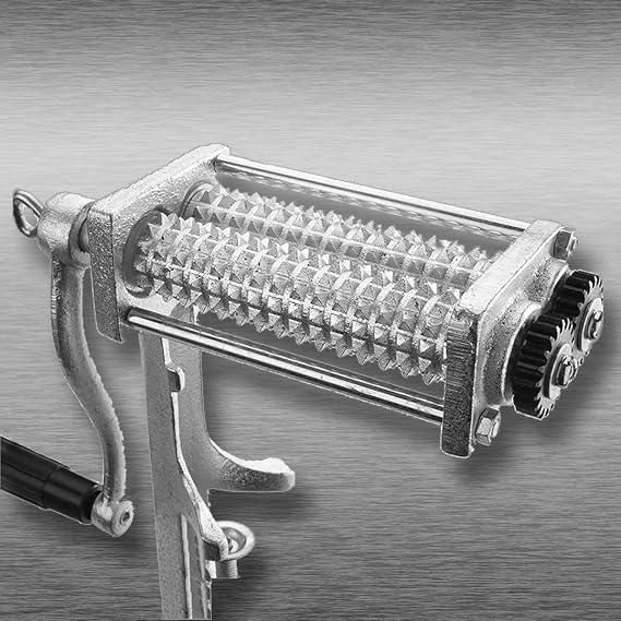 Heavy Duty Meat Tenderizer Cuber - Steak Flatten Tool, Commercial Grinder Attachment, Clamp-on Rolling Tenderizer - White