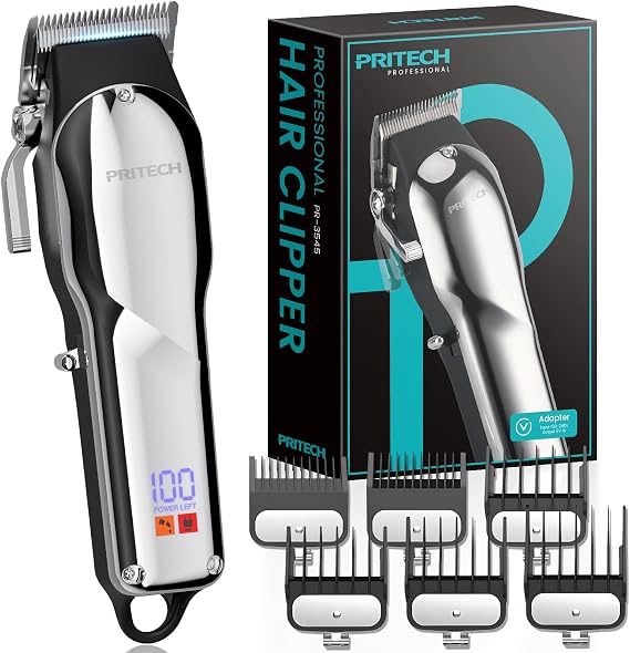 PRITECH Professional Cordless Hair Clippers for Men, Thick Hair & Fades