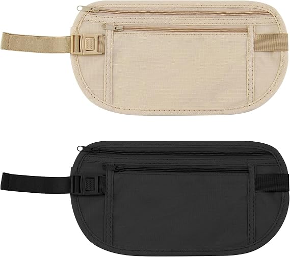 2 Pcs Secure Travel Money Belt Anti-Theft Waterproof Pouch Passport Holder