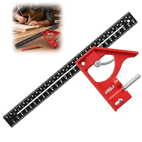Combination Square, 300mm/ 11.81 Inch Set Square Carpentry, Aluminium 45/90 Degree Ruler With Bubble Level, Adjustable Squares for Carpentry Woodworkers Measuring Tool 
