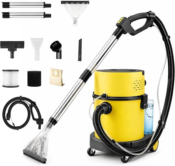 Shop Vacuum Wet and Dry Cleaner, 5 Gallon 5 in 1 Portable Wet Dry Vac, 208 | 5.5 Peak HP 30 kPa Suction Portable Vacuum with a Soap Tank, Filters, Dust Bag, Hose and Attachments for Home, Car, Garage