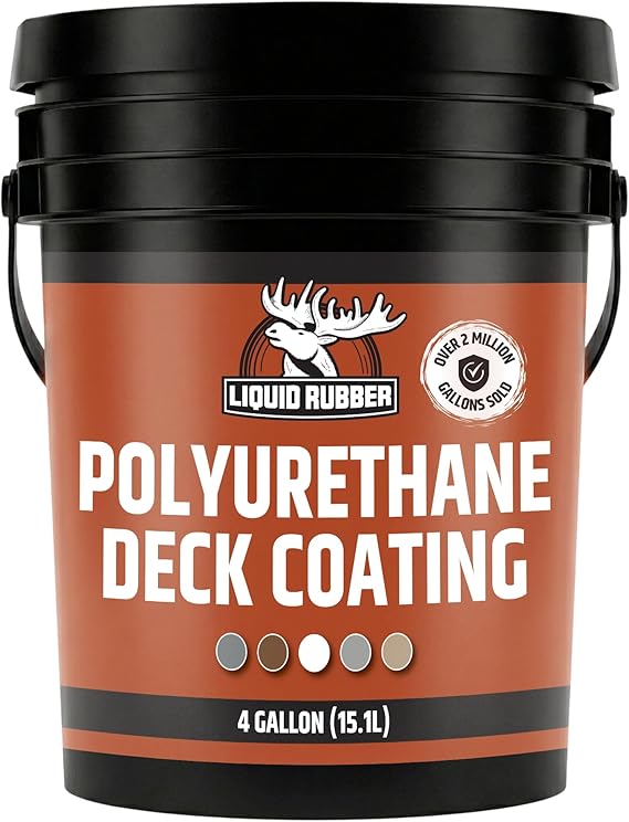 Liquid Rubber Polyurethane Deck Coating - Smooth, Saddle Brown, 4 Gallon | 10X Stronger Than Deck Paint & Stain - Smooth, Barefoot-Friendly Coating for Patios, Decks, Docks, Wood, Concrete, Waterproof