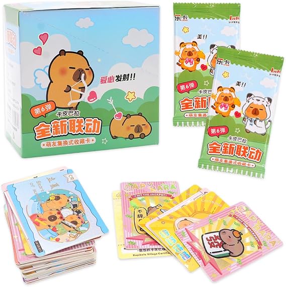 Anime Trading Cards Pack Capyybara Collectible Cards Game Booster Pack Game Card Box,Anime Photo Card Cool Animes Card Game for Kids and Adults(32 Packs,5 Cards/Pack)