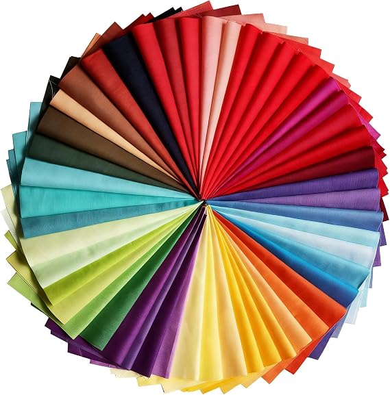 Cotton Fabric Squares for Sewing 50 Pcs, 10 * 10cm Material for Sewing Coloured Mixed Patchwork Fabric Squares Bundles for Artcraft Precut Quilting DIY Crafts Sewing Fabric Scraps (50 Colors)